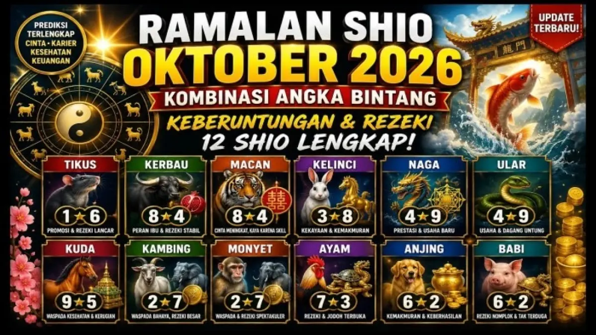 Ramalan Shio Oktober 2026 mengungkap peluang karier, rezeki, cinta, dan kesehatan untuk 12 shio, termasuk sejumlah peringatan penting.