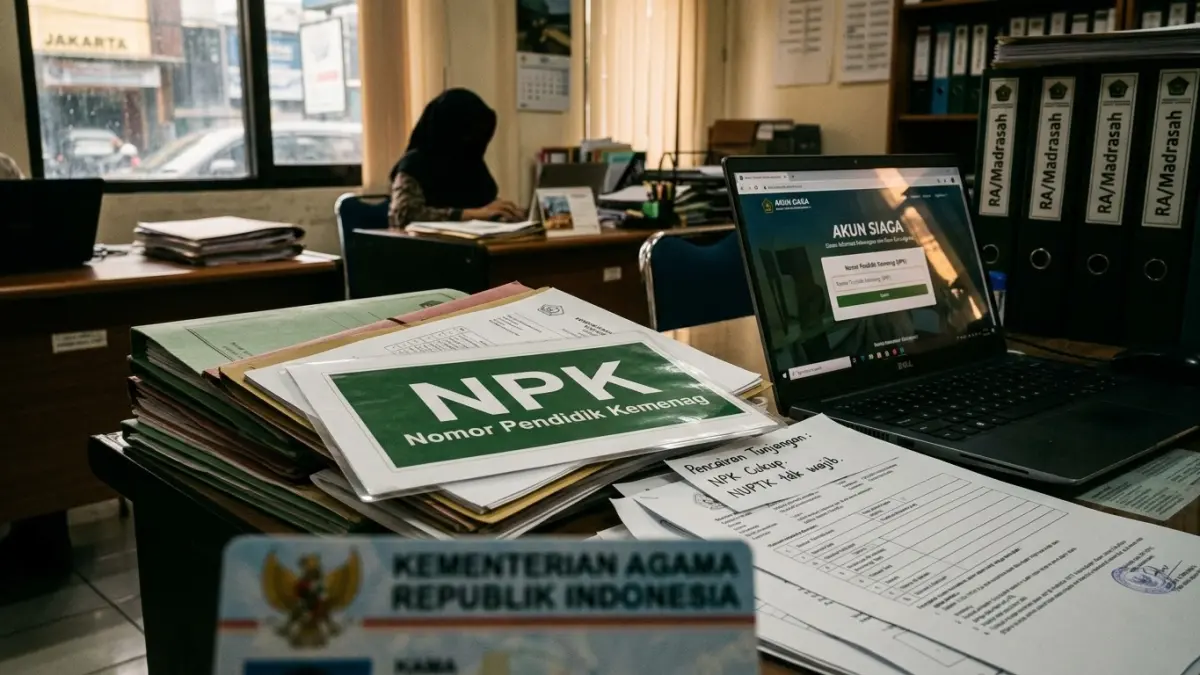 Sertifikasi guru madrasah tanpa NUPTK disebut tetap bisa dicairkan. Guru madrasah dan RA disebut cukup memiliki NPK. (Gemini AI)