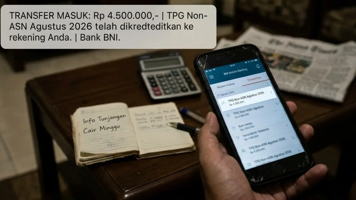 TPG Agustus 2026 disebut cair Minggu untuk sejumlah guru non-ASN. Pencairan lebih luas dinantikan pada Senin 31 Agustus. (Gemini AI)