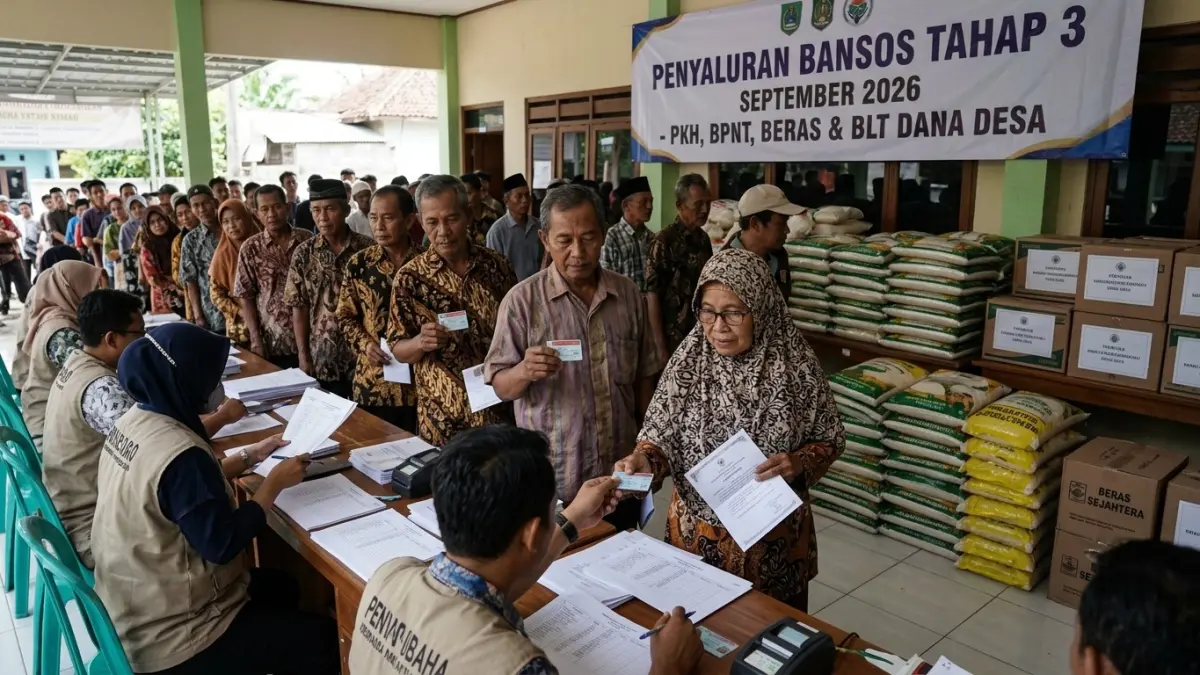 Pencairan bansos tahap 3 September 2026 masih berlangsung. KPM ter-exclude karena desil naik berpeluang aktif lagi jika desil turun. (Gemini AI)