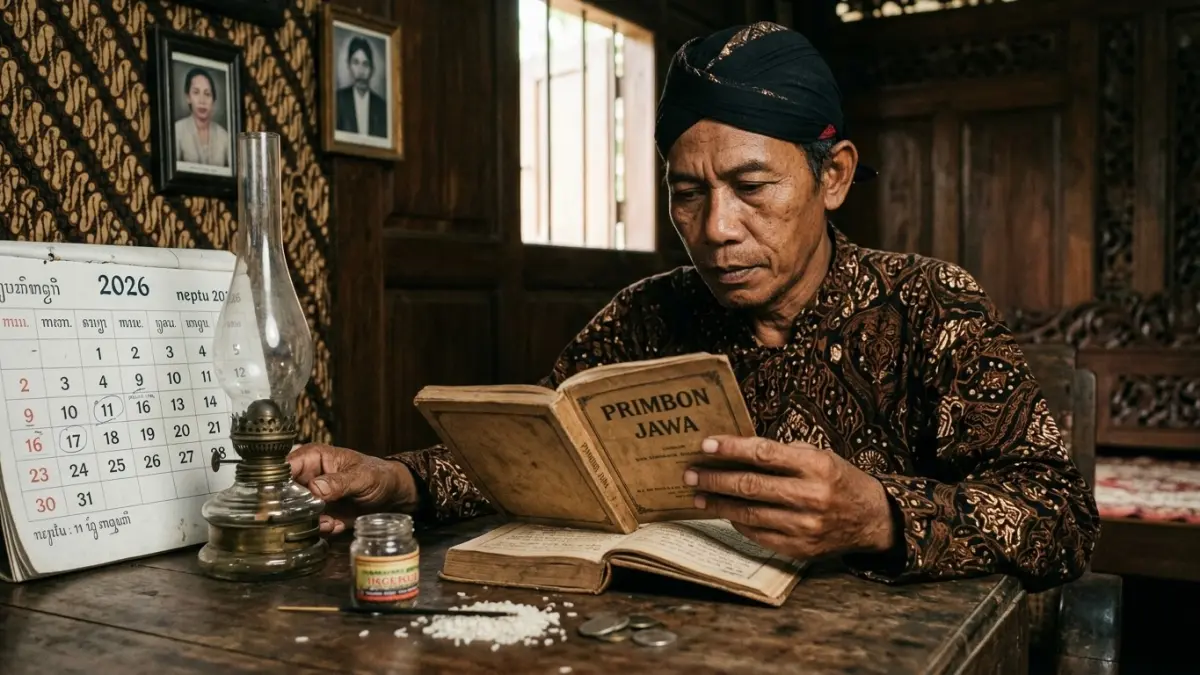 Ramalan Primbon Jawa mengungkap 7 weton neptu 11 dan 16 yang dihantam rezeki besar tahun 2026 berkat pengaruh Cakra Tenggorokan dan hitungan Sri. (Gemini AI)