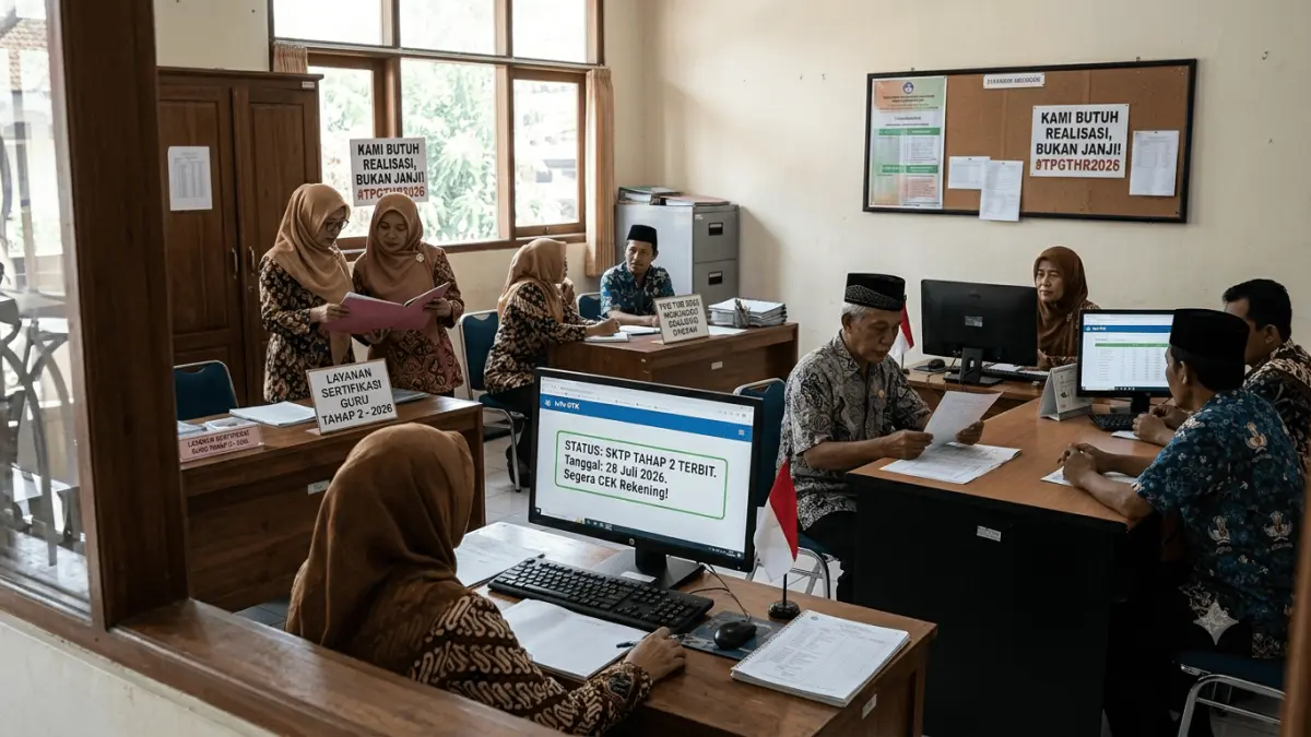 SKTP tahap 2 tunjangan sertifikasi terbit 28 Juli. Guru diminta cek Info GTK, sementara TPG THR 2026 masih menunggu realisasi di sejumlah daerah.