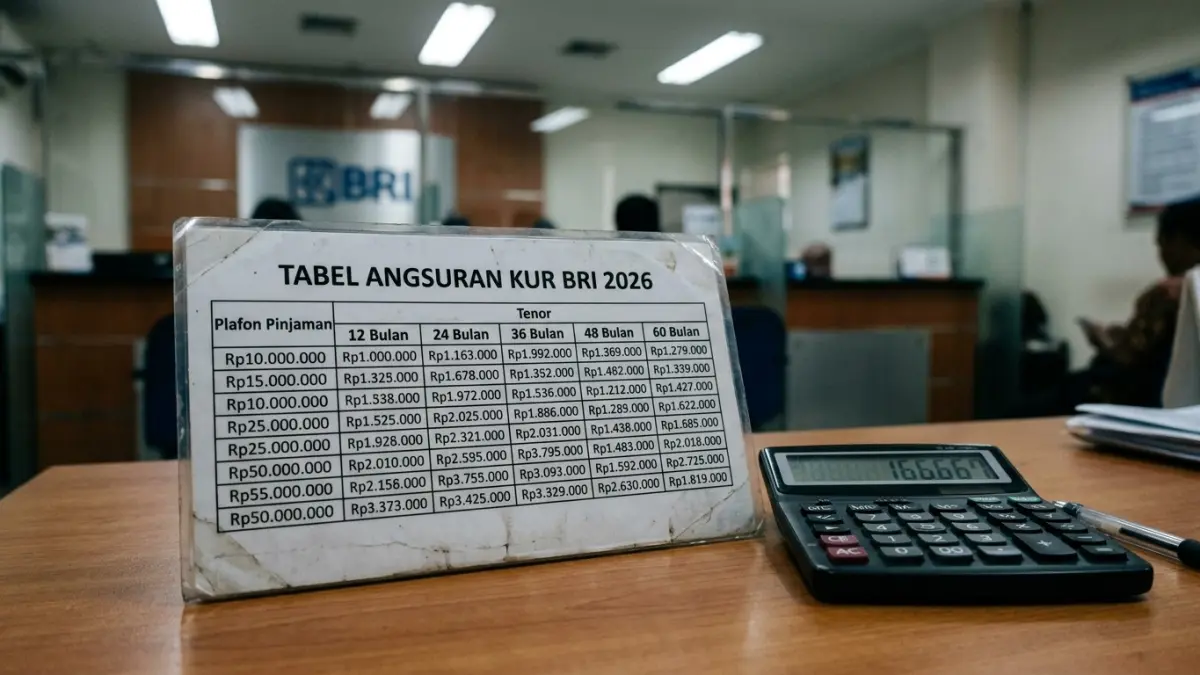 Tabel angsuran KUR BRI 2026 bisa dipakai menghitung perkiraan cicilan. Simak cara menyesuaikan plafon dan tenor dengan kemampuan bayar. (Gemini AI)