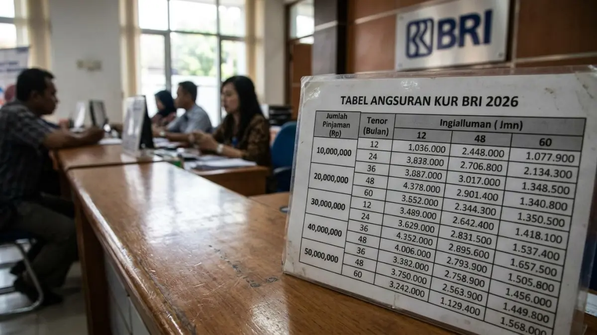Tabel angsuran KUR BRI 2026 perlu dipahami sebelum pinjam. Jangan cuma lihat cicilan, perhatikan tenor dan kemampuan bayar jangka panjang. (Gemini AI)