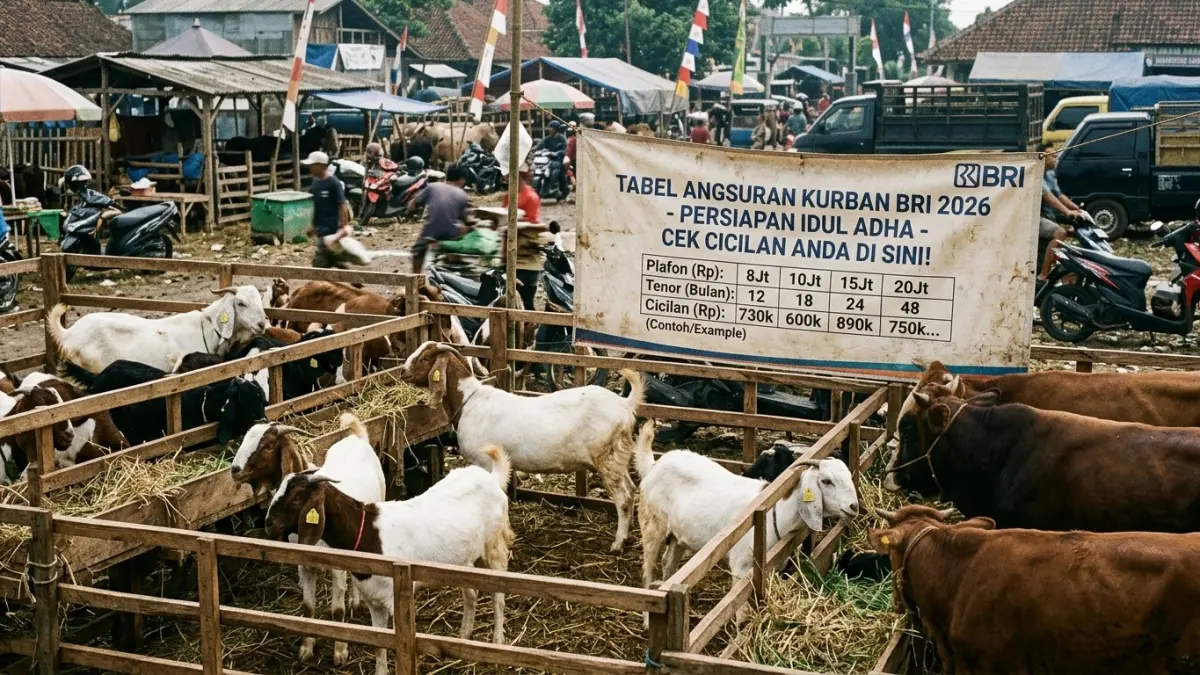 Tabel angsuran kurban BRI 2026 membantu menghitung perkiraan cicilan berdasarkan plafon, tenor, pokok, dan bunga. (Gemini AI)