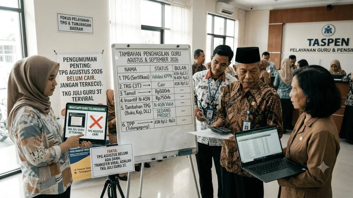 Tambahan penghasilan guru September 2026 mencakup TPG, TKG, tamsil, insentif non-ASN, tambahan TPG, hingga TPP.