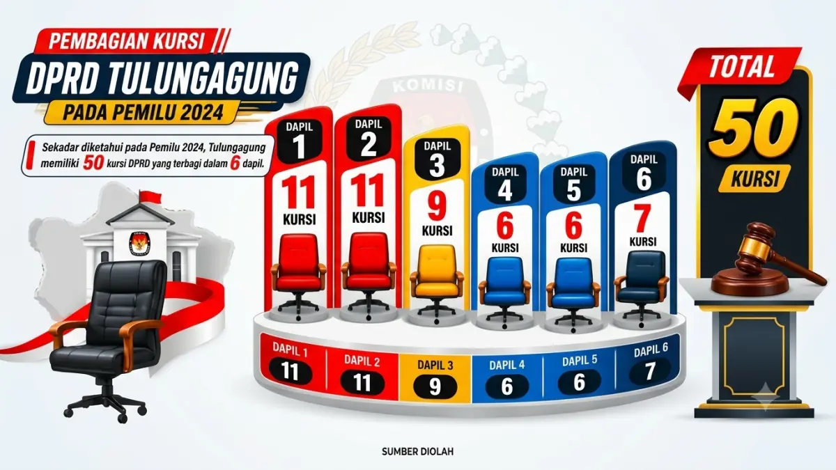 Dapil DPRD Tulungagung berpotensi berubah pada Pemilu 2029. KPU menyoroti disparitas kursi dan tujuh prinsip penataan dapil.(ILUSTRASI AI/MAHSUN NIDHOM)