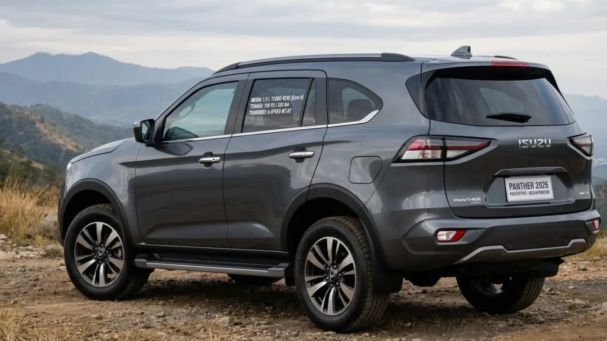 Isuzu Panther 2026 disebut kembali dengan mesin diesel 1.9 L, tenaga 150 PS, fitur modern, dan harga diperkirakan mulai Rp280 juta. (Gemini AI)