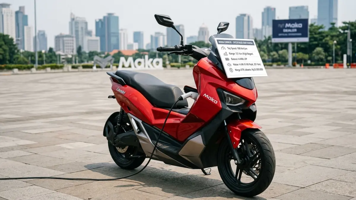  Maka Cavalry mampu melaju 108 km/jam dengan range 121 km. Simak performa, fitur, baterai 4 kWh dan harga Rp35,85 juta. (Gemini AI)
