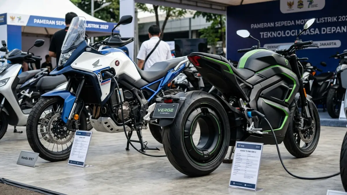 Motor listrik 2027 semakin beragam, dari Honda WN7 hingga Verge TS Pro Gen 2 dengan performa tinggi, teknologi pintar, dan jarak tempuh panjang. (Gemini AI)