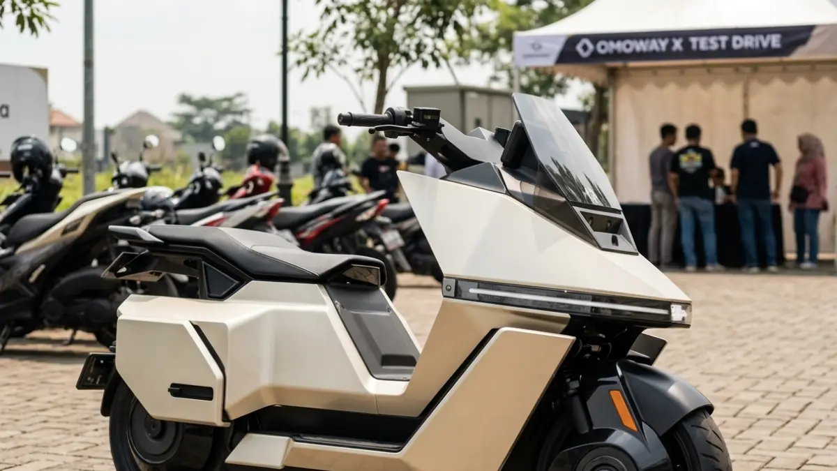 Omoway X dibanderol sekitar Rp35 juta dengan tenaga 13 kW, torsi 320 Nm, dan pilihan baterai hingga 7,68 kWh. (Gemini AI)