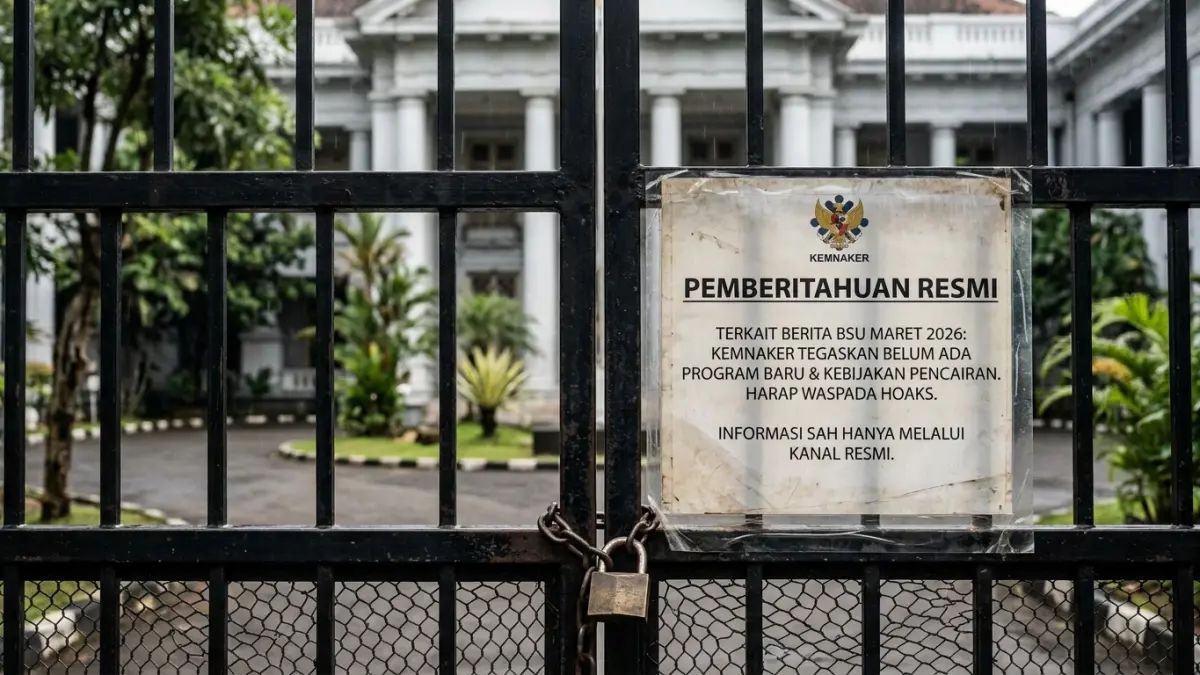 BSU Maret 2026 dipastikan hoaks. Kemnaker menegaskan belum ada informasi atau kebijakan baru terkait program BSU 2026. (Gemini AI)