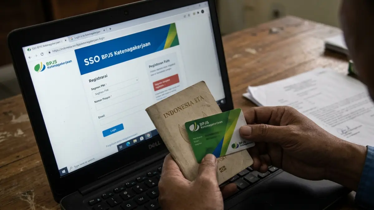 Cara cek saldo BPJS Ketenagakerjaan PMI bisa dilakukan lewat website. Simak cara daftar akun hingga proses klaim melalui Lapak Asik. (Gemini AI)