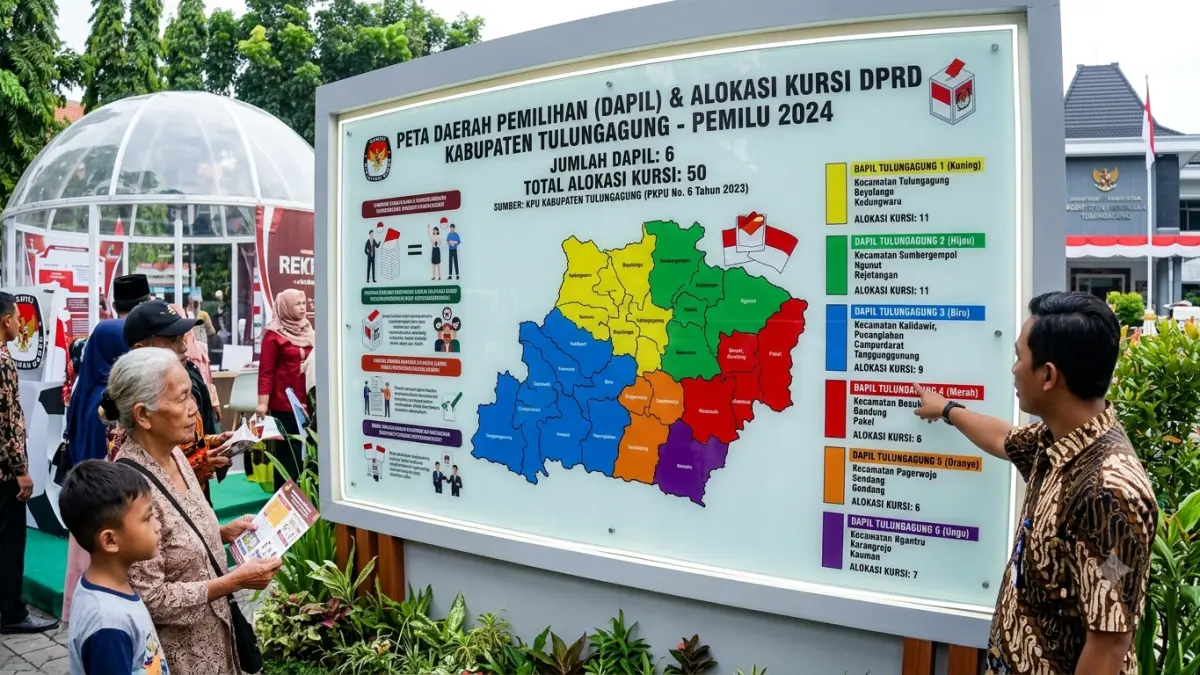 Cara menghitung alokasi kursi DPRD berawal dari jumlah penduduk. Simak mekanisme harga satu kursi dan faktor lain dalam penataan dapil.(ILUSTRASI AI)