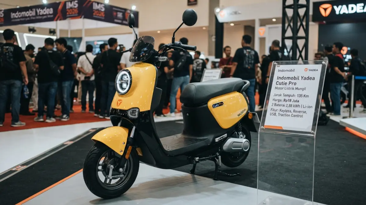 Indomobil Yadea Cutie Pro dibanderol Rp18 juta dengan dua baterai 2,88 kWh dan jarak tempuh hingga 135 km. (Gemini AI)