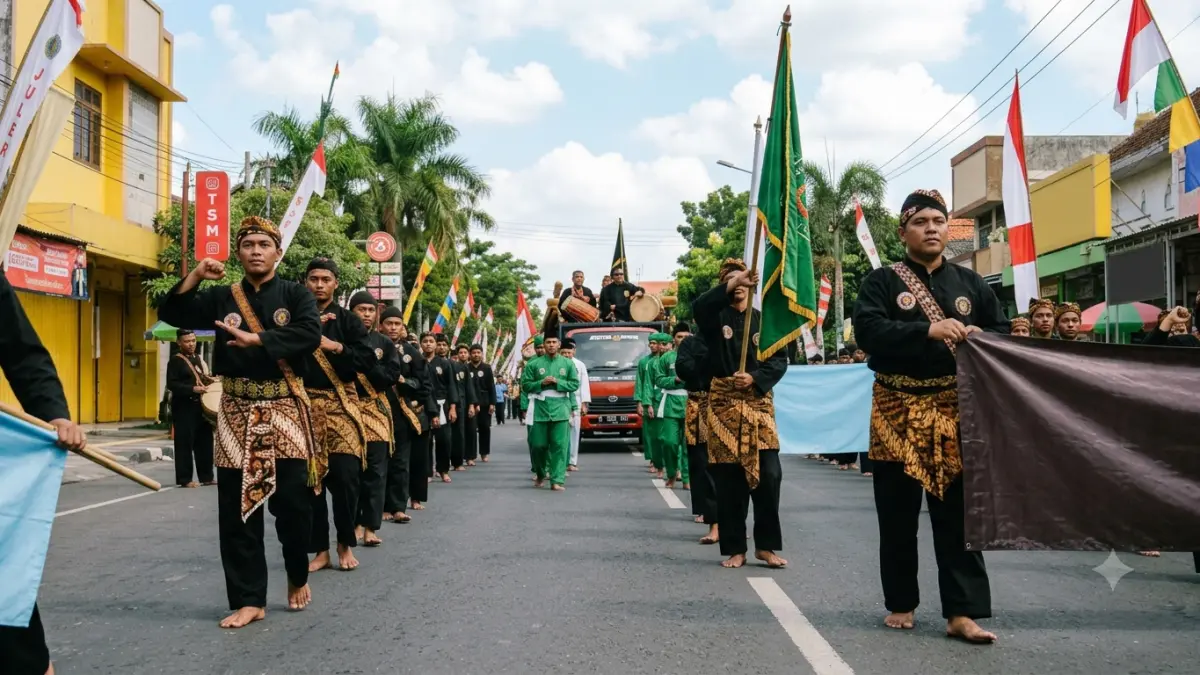 Konvoi perguruan silat perlu dikoordinasikan dengan aparat agar aman, tertib, tidak mengganggu pengguna jalan, dan cegah konflik.(ILUSTRASI AI)