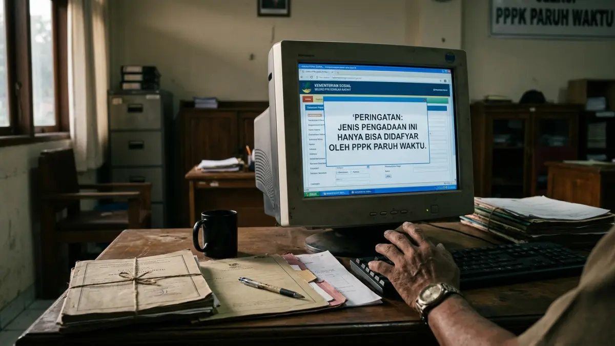 P3K paruh waktu menjadi syarat seleksi PTK Sekolah Rakyat Kemensos. Pelamar umum tidak bisa mendaftar pada jenis pengadaan khusus tersebut. (Gemini AI)