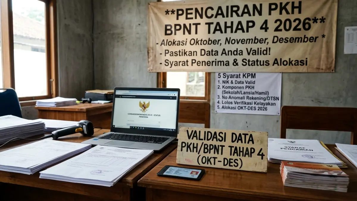 Pencairan PKH BPNT tahap 4 2026 disebut segera dimulai. Simak 5 syarat yang disebut menentukan bantuan cair untuk alokasi Oktober-Desember. (Gemini AI)
