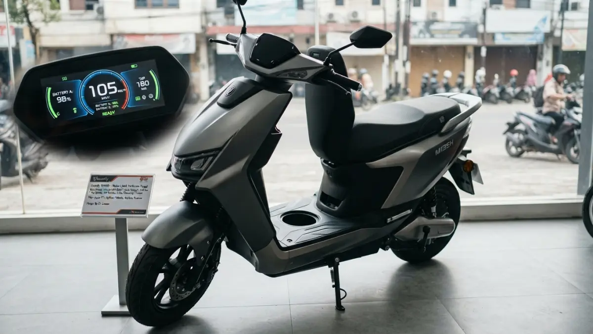 Uwinfly M135H memiliki dual baterai 74V 30Ah, jarak tempuh 180 km, top speed 105 km/jam, dan fast charging 1,5 jam. (Gemini AI)
