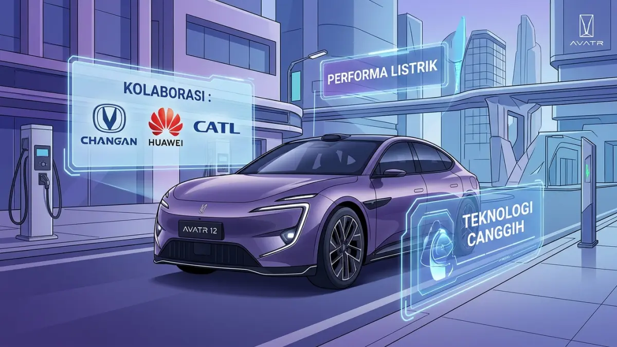 Avatr 12 hadir sebagai mobil listrik mewah kolaborasi Changan, Huawei, dan CATL dengan performa listrik serta teknologi canggih.(ILUSTRASI AI)