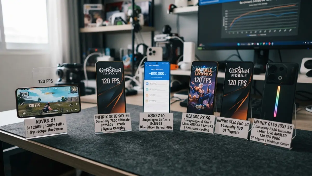 HP gaming murah dalam daftar TKO menawarkan chipset kencang, layar hingga 144 Hz, memori besar, dan dukungan gaming hingga 120 FPS. (Gemini AI)
