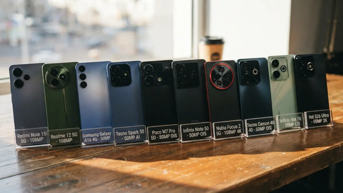 HP kamera 2 jutaan kini menawarkan OIS, EIS, kamera 108 MP, hingga video 4K. Simak 10 pilihan dan harga yang disebut dalam rekomendasi. (Gemini AI)