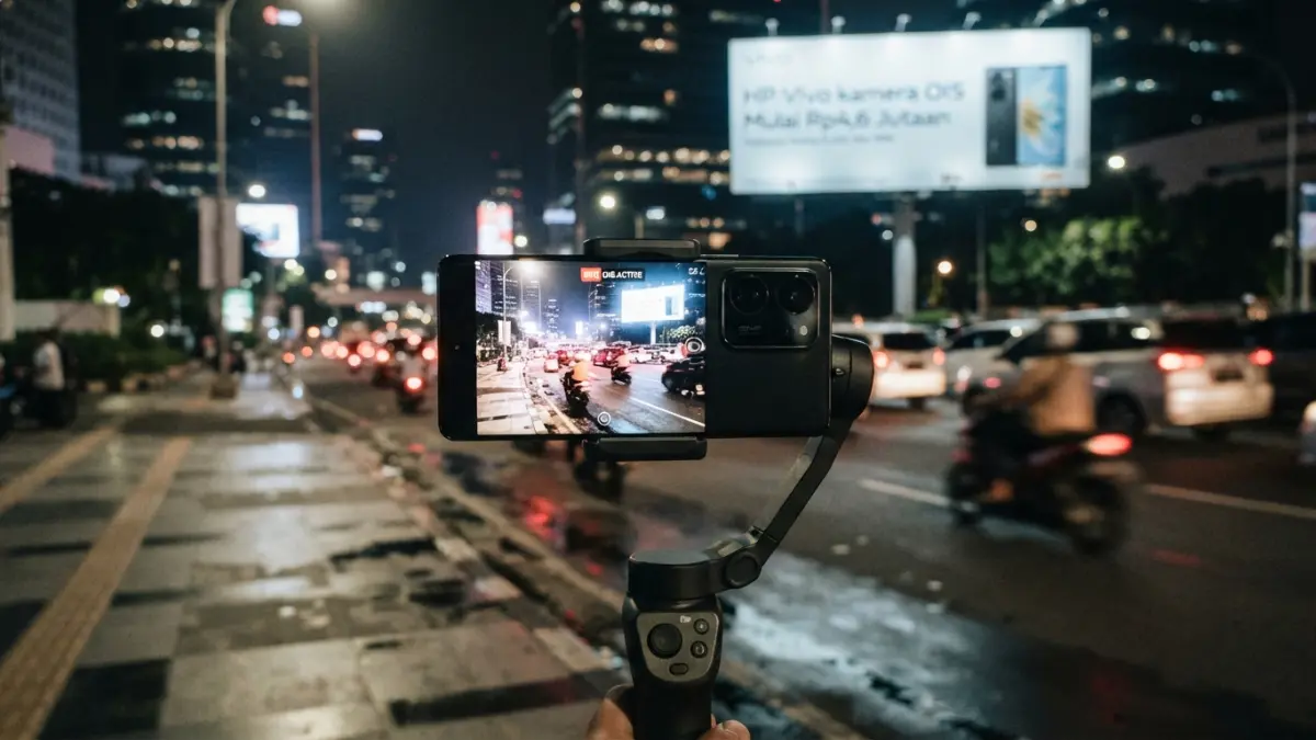 HP Vivo kamera OIS untuk content creator tersedia mulai Rp4,6 jutaan. Simak 8 pilihan dengan kamera hingga 200 MP dan video 4K. (Gemini AI)