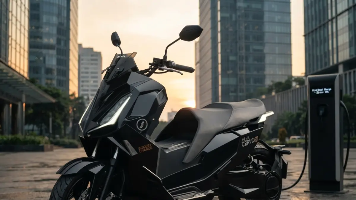 Alva Cervo Q dibanderol Rp49,5 juta dengan ABS, fast charging, motor 9 kW, panel TFT, dan fitur konektivitas My Alva. (Gemini AI)
