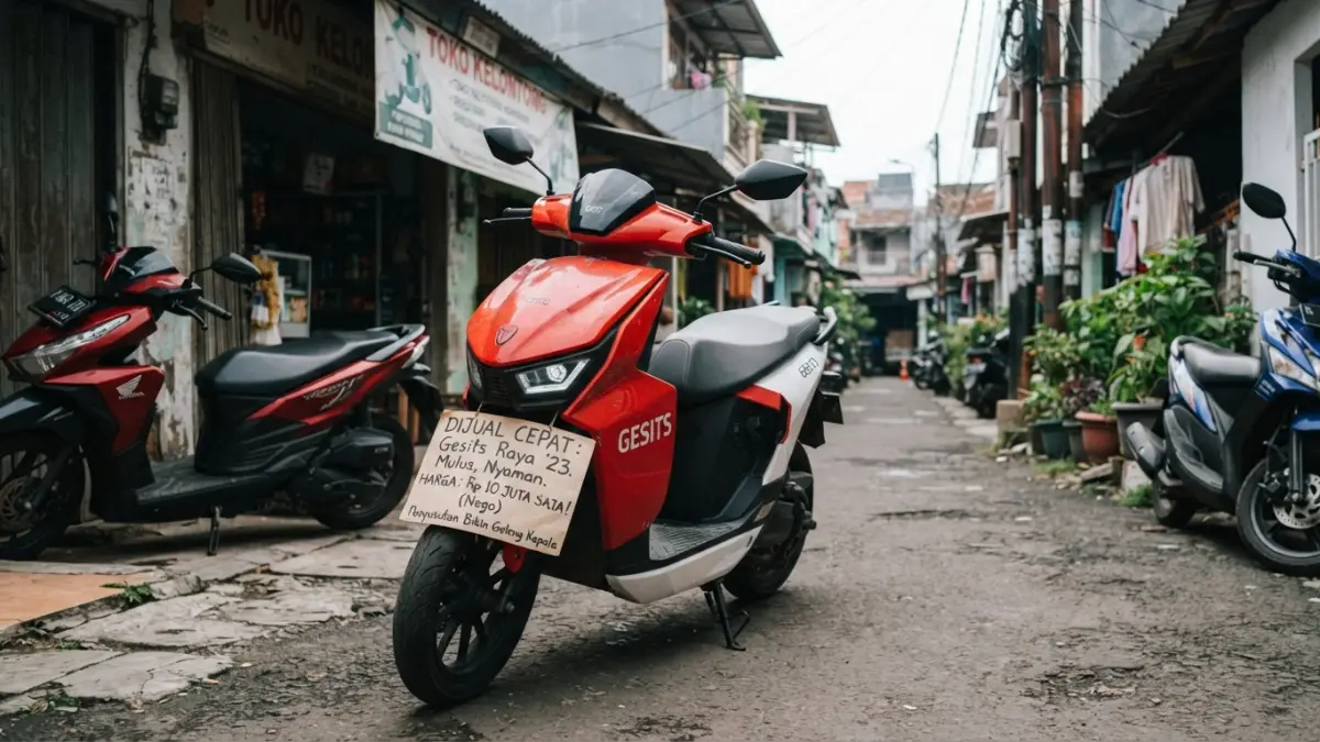 Gesits Raya bekas 2023 kini sekitar Rp10 juta. Motor listrik ini dinilai nyaman, irit, dan punya suspensi empuk, tetapi penyusutannya besar. (Gemini AI)