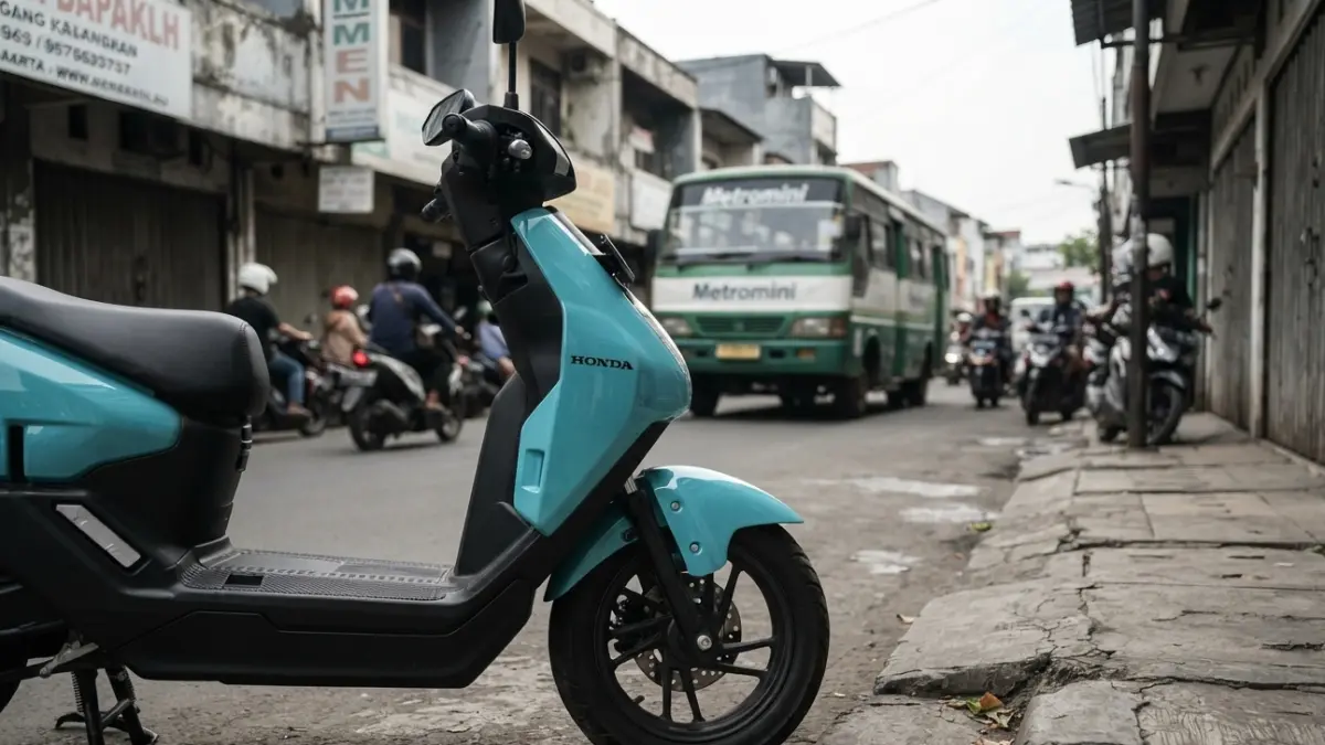 Honda Icon E dinilai lebih worth it dari EM1 e berkat pengendalian natural, bukaan gas teratur, dan harga sekitar Rp28 jutaan. (Gemini AI)