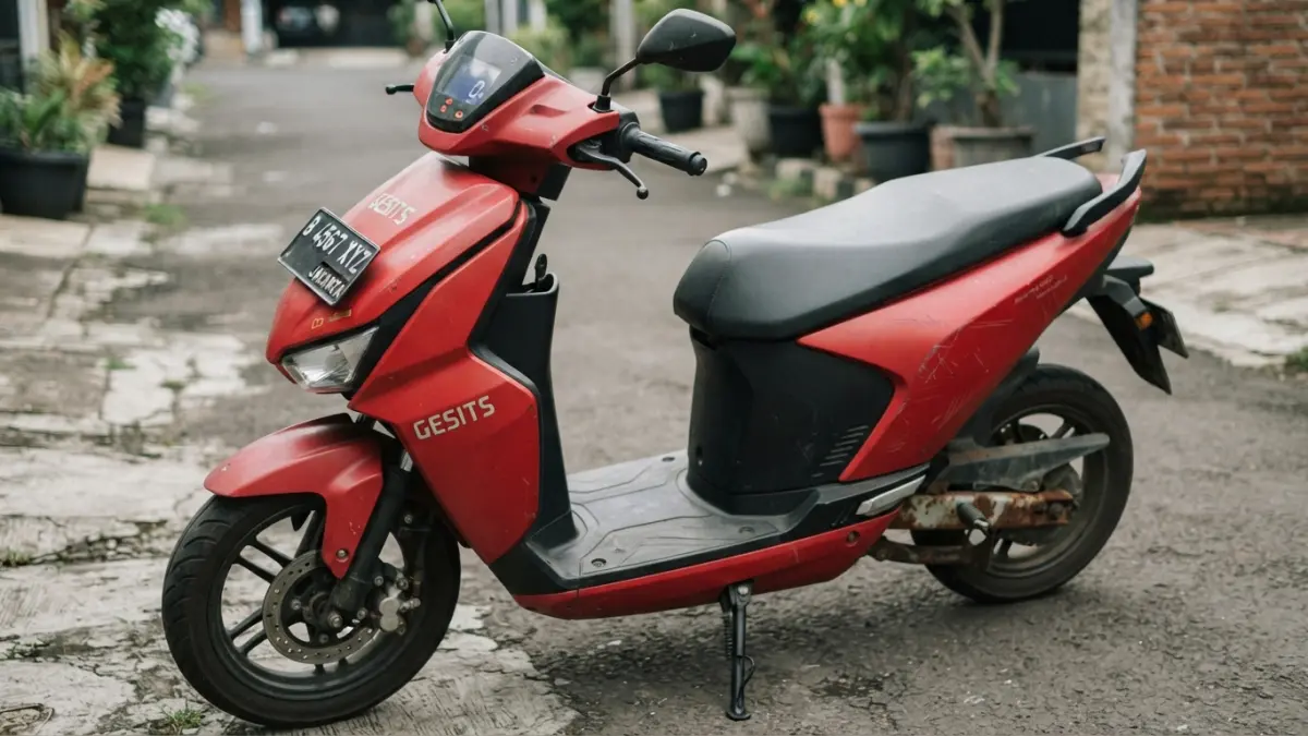 Motor listrik Gesits yang dipakai tiga tahun masih nyaman, tetapi mulai mengalami masalah pada rem, indikator baterai, dan lampu sein. (Gemini AI)