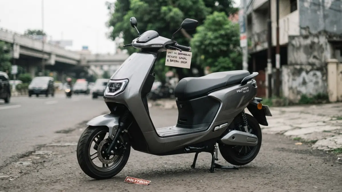 Polytron Fox 350 disebut bermasalah pada keyless dan baterai, tetapi tetap dipuji karena nyaman, bertenaga, dan punya fitur cruise control. (Gemini AI)