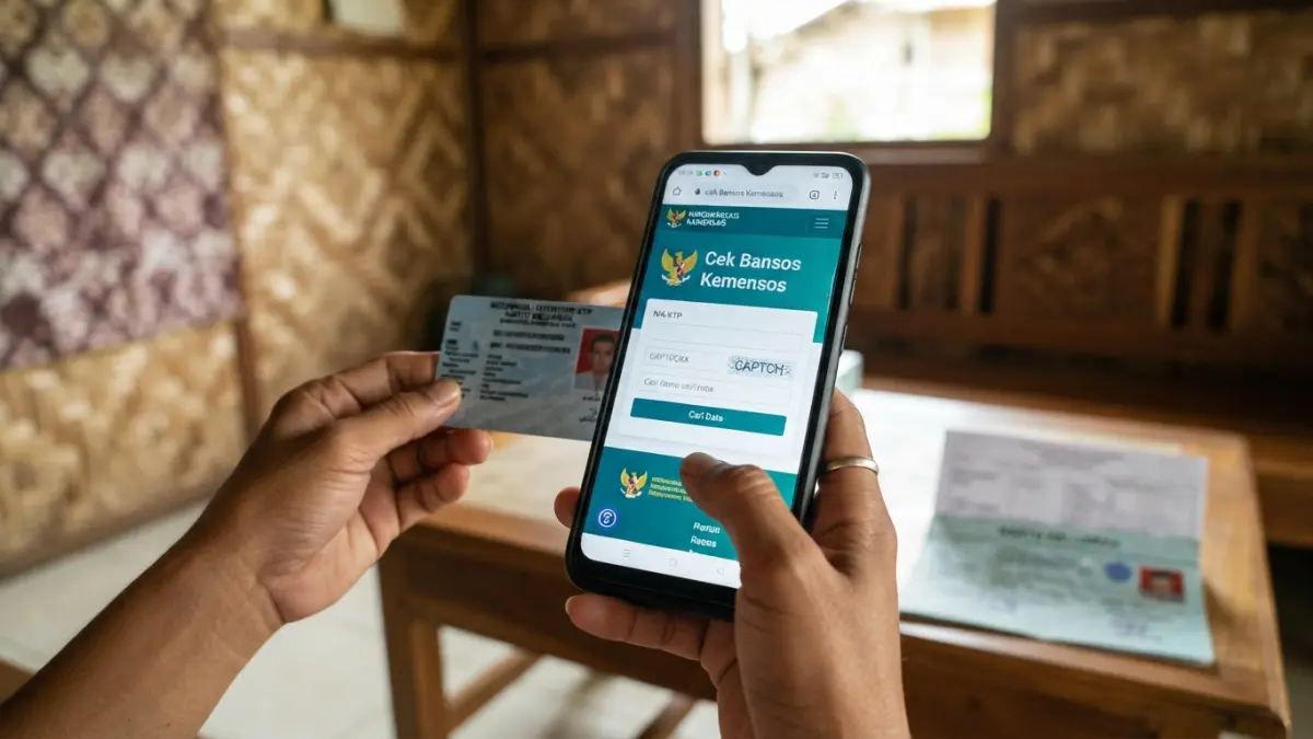 Cara cek bansos September 2026 lewat HP bisa menggunakan NIK KTP. Simak pengecekan melalui laman resmi dan aplikasi Cek Bansos Kemensos. (Gemini AI)