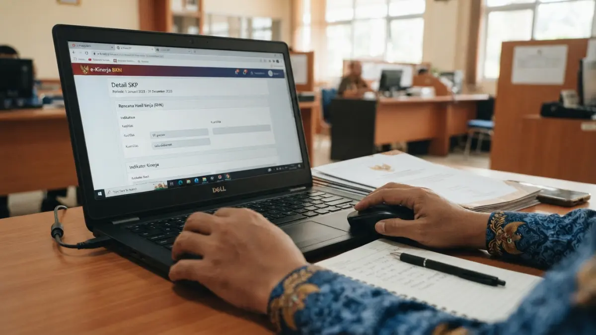 Cara membuat SKP 2023 di e-Kinerja BKN mulai dari membuat periode, mengisi RHK dan indikator hingga mengajukan SKP kepada pimpinan. (Gemini AI)