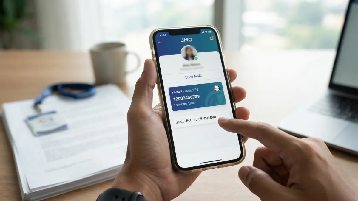 Saldo JHT tidak tersedia di JMO? Cek nomor KPJ terbaru ke pihak perusahaan, lalu tambahkan kartu peserta melalui menu profil. (Gemini AI)