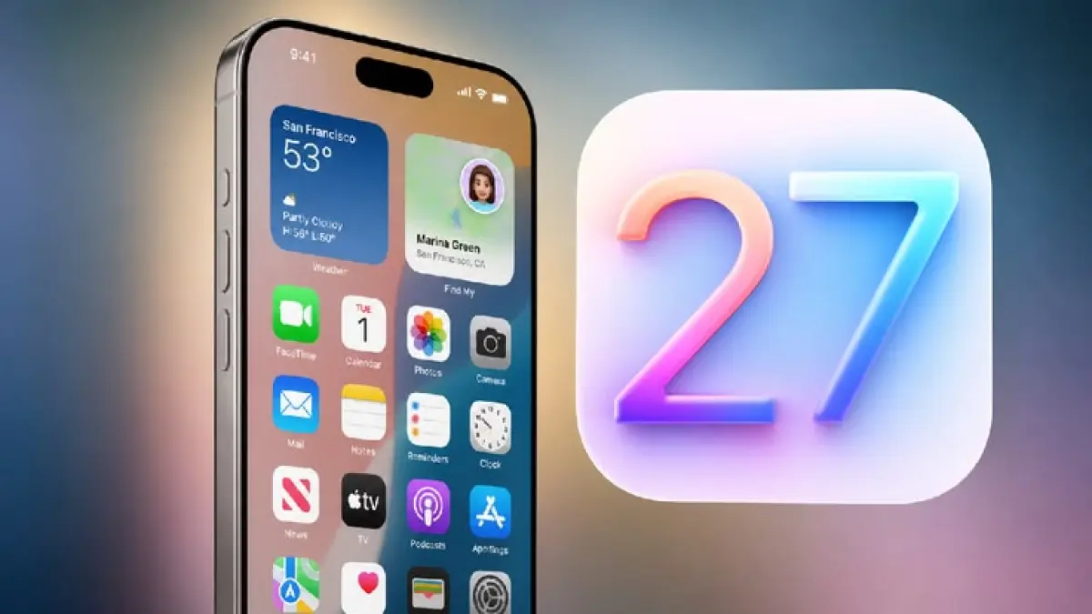 iOS 27 di iPhone 17 terasa lebih cepat, dengan Liquid Glass fleksibel, edit foto AI, Image Playground, dan pengaturan volume terpisah.(PINTEREST)