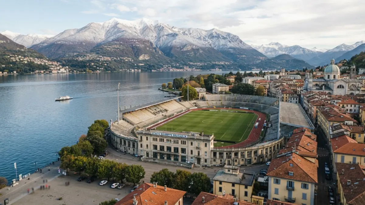 Kota Como di Italia Utara menawarkan perpaduan Danau Como, pegunungan Alpen, transportasi strategis, hingga budaya sepak bola. (Gemini AI)