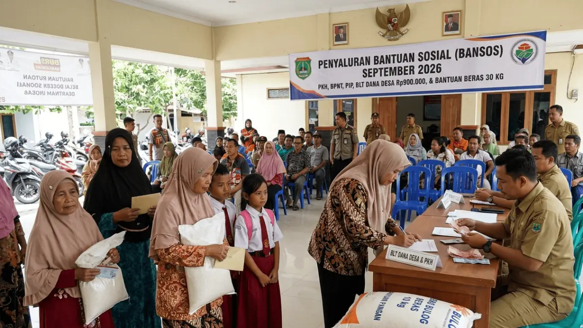 Bansos September 2026 dilaporkan cair bertahap, mulai PKH, BPNT, PIP, BLT Dana Desa Rp900.000 hingga bantuan beras 30 kg.