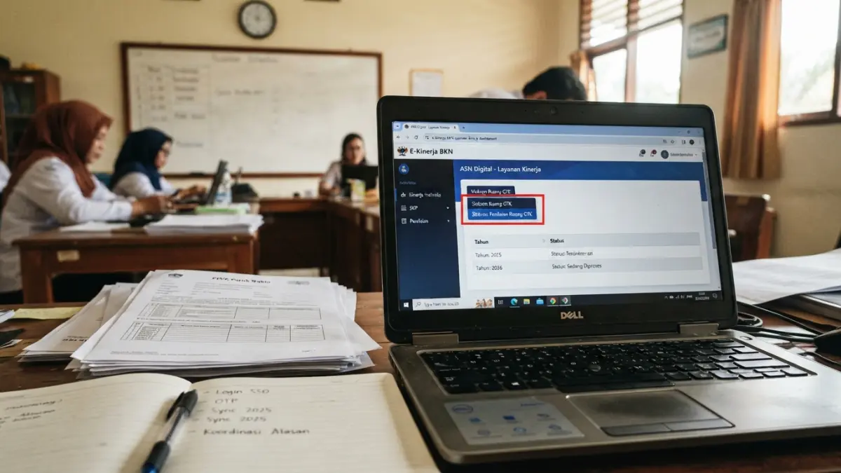 Sinkronisasi E-Kinerja PPPK Paruh Waktu dari Ruang GTK dapat dilakukan melalui MyASN. Simak tahapan sinkronisasi SKP dan penilaian. (Gemini AI)