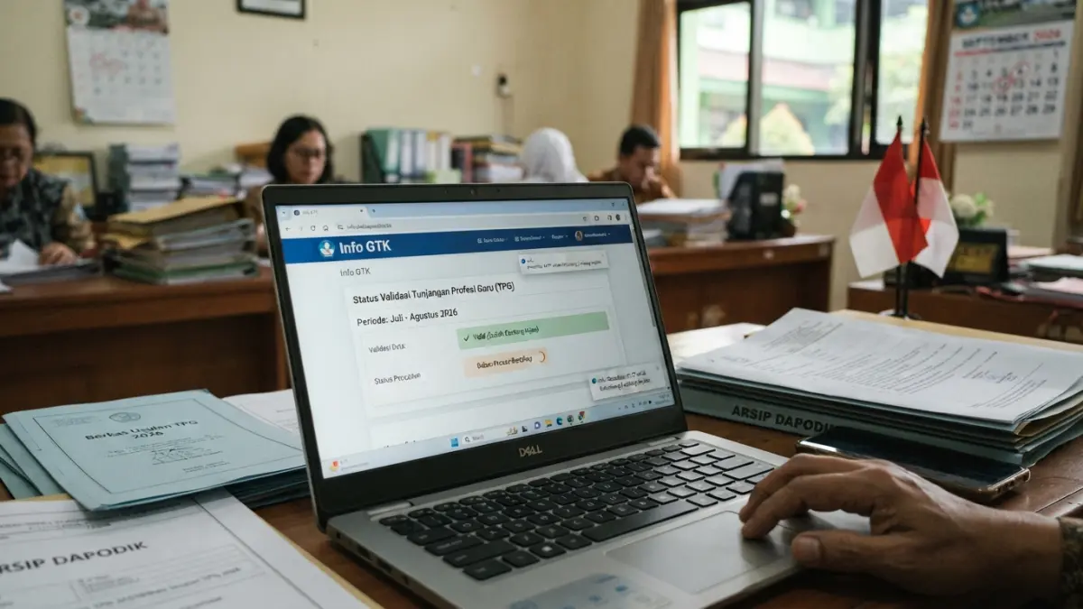 TPG Juli Agustus belum cair untuk sebagian guru. Simak tiga penyebab, tahapan pencairan, serta data yang perlu dicek guru. (Gemini AI)