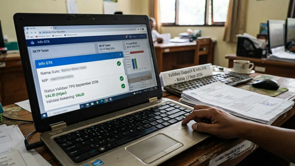TPG September 2026 memasuki tahap validasi data. Simak jadwal pemutakhiran Dapodik, penerbitan SKTP, SP2D, hingga pencairan. (Gemini AI)