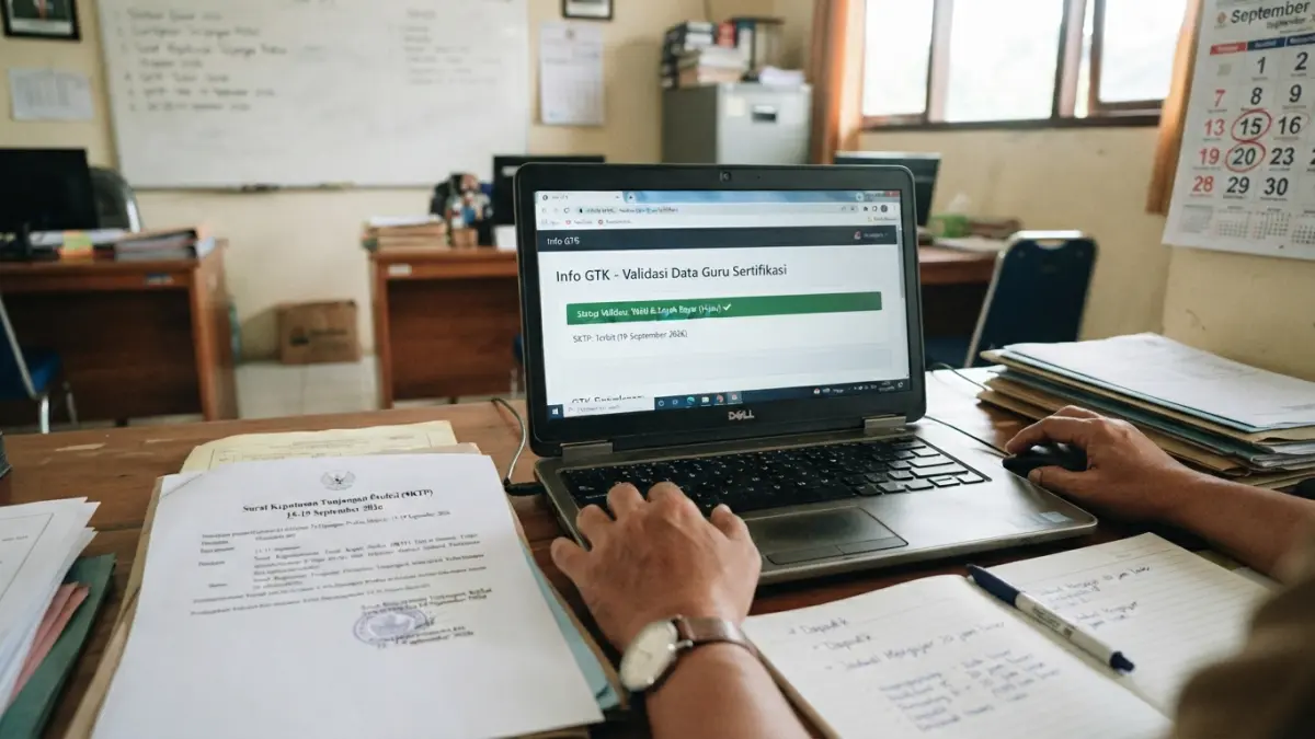 TPG September 2026 memasuki tahap validasi. Simak jadwal pemutakhiran data, penerbitan SKTP, SP2D, hingga pencairan ke rekening guru. (Gemini AI)
