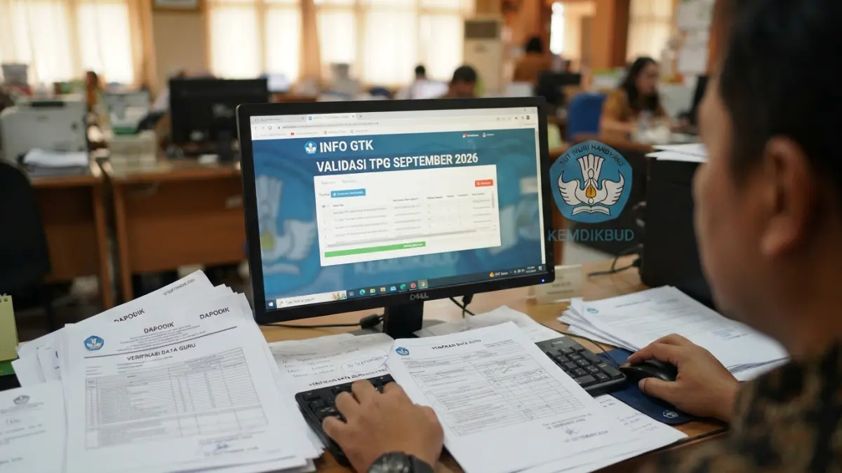 TPG September 2026 mulai diproses melalui validasi data. Guru diminta cek Dapodik, sementara kabar TPG THR 100 persen belum punya sumber resmi. (Gemini AI)