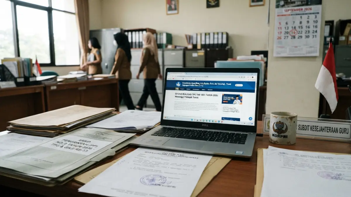TPG THR 100 persen menjadi perhatian guru setelah Menteri Keuangan berganti. Simak dasar regulasi dan status realisasinya tahun ini. (Gemini AI)