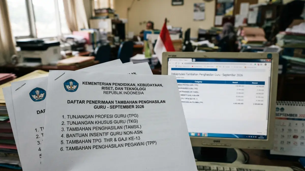 Tambahan penghasilan guru September 2026 disebut mencakup enam jenis, mulai dari TPG, TKG, tamsil hingga TPP. (Gemini AI)
