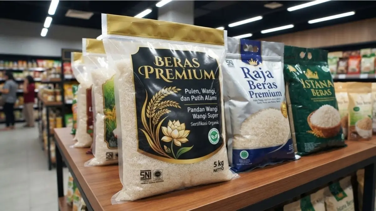 Belanja beras tetap hemat saat premium langka. Simak cara membandingkan harga, memilih alternatif, dan mengecek label sebelum membeli.(ILUSTRASI AI)