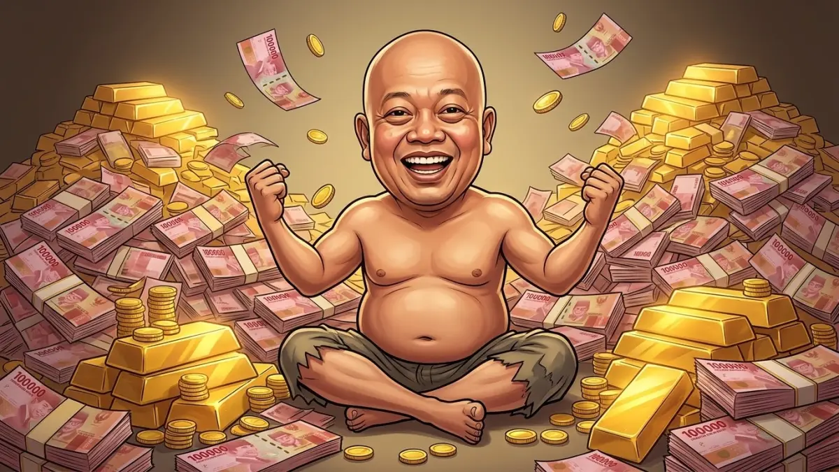 Nusron Wahid disorot setelah muncul usai KPK melakukan OTT. Candaan soal “menghilang seperti jin” kemudian menjadi bahan satire penulis.(Ilustrasi AI)