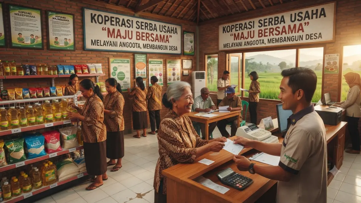 Koperasi di era digital menghadapi tantangan teknologi, SDM, dan persaingan. Ini peran generasi muda dalam proses transformasinya.(ILUSTRASI AI)