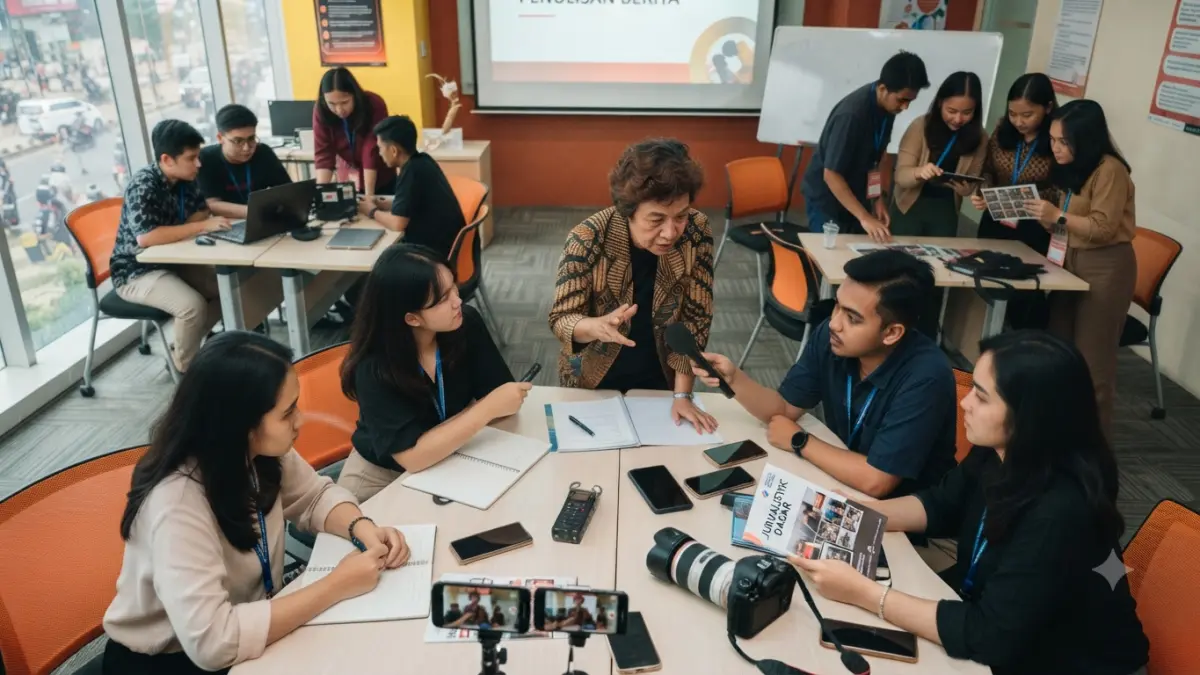 Menggunakan AI untuk membuat konten sekolah bisa membantu siswa berkarya, tetapi fakta dan informasi tetap wajib diperiksa sebelum dipublikasikan.(ILUSTRASI AI)