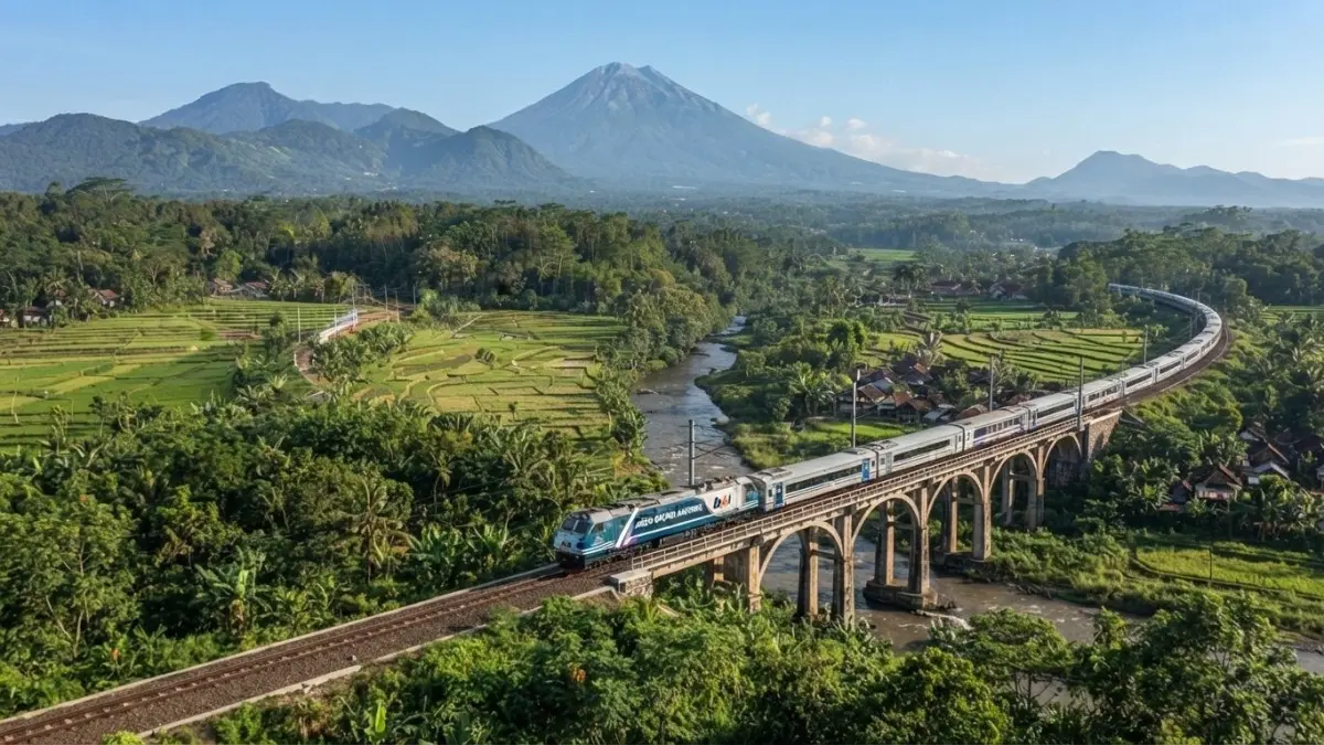 Melihat benda mencurigakan di sekitar rel kereta api? Simak cara aman mengamati, mencatat lokasi, dan melaporkannya kepada petugas.(ILUSTRASI AI)